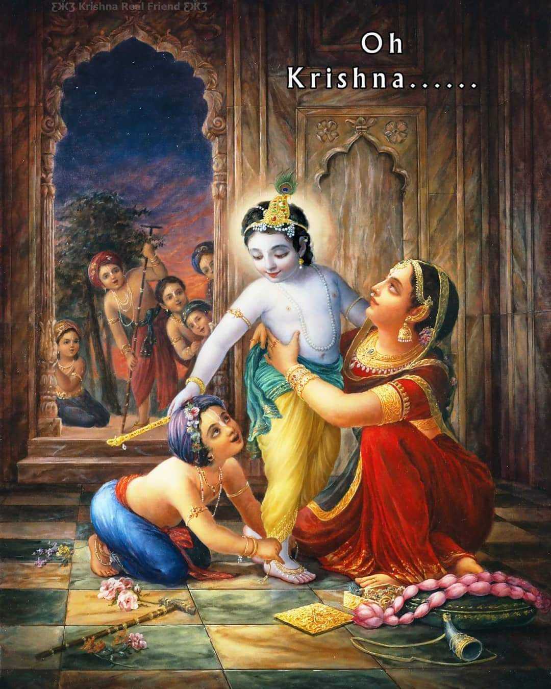 Images Krishna with Mata Yashoda - Krishna is the dearest son of Mata Yashoda. Krishna Images shows that Krishna playing with friends and Gopies.
