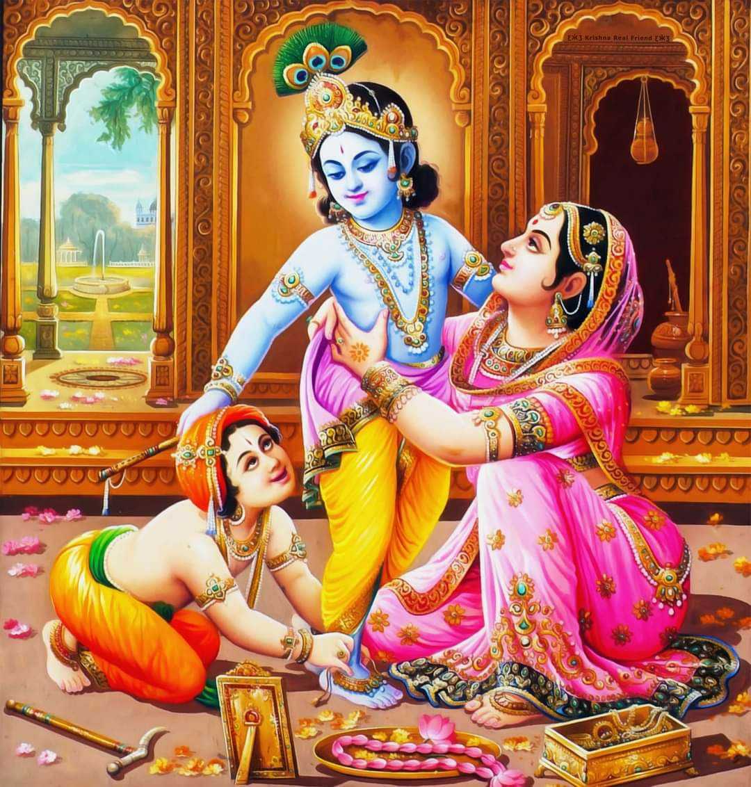 Lord Krishna with Mother Yashoda and Playing with Friends Image - Lord Krishna with Mother Yashoda and Playing with Friends Image